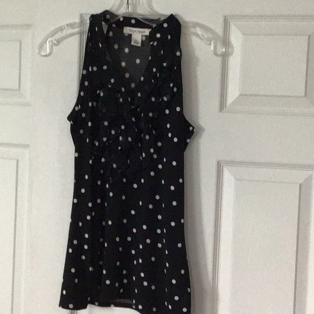 Black and white polka dot sleeveless dress top size m